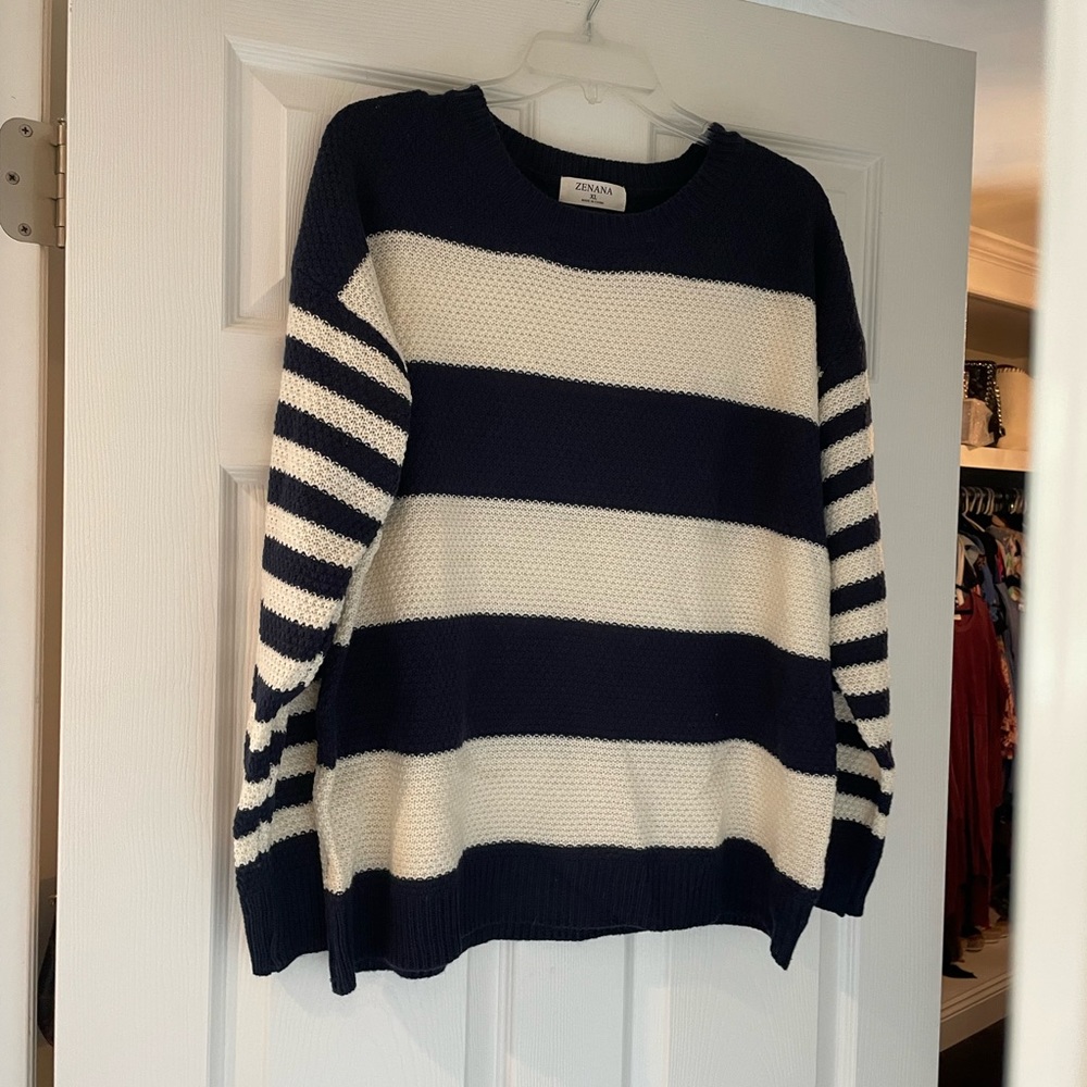 Xl navy and white striped sweater